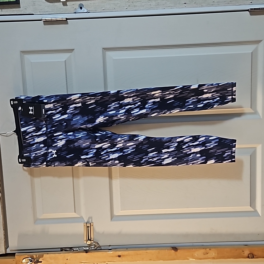 UNDER ARMOUR MOTION ANKLE LEGGING: HIGH RISE: BLUE/WHITE: NEW WITH TAGS: SIZE XS